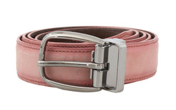 Pink Antique Leather Silver Buckle Belt