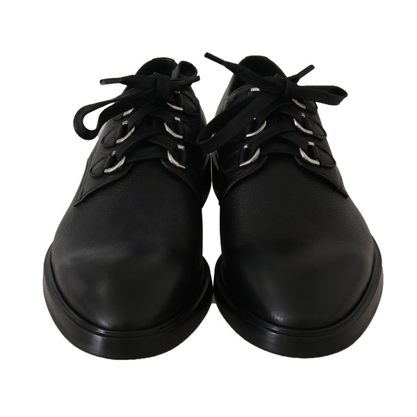 Black Leather Laceups Derby Laceups Shoes