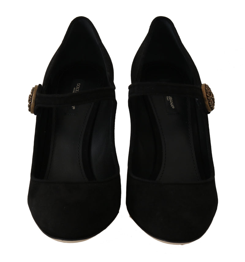 Black Suede Leather Mary Jane