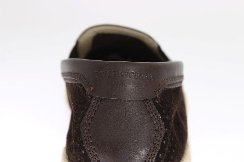 Brown Leather Breathable Holes Loafers