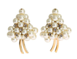 White Pearl Gold Brass ClipOn Earring