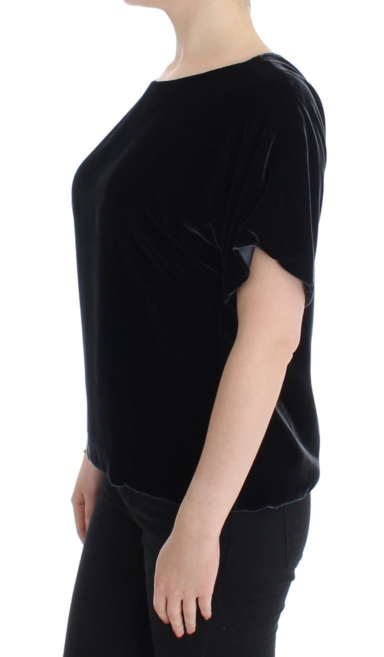 Black velvet shortsleeved blouse