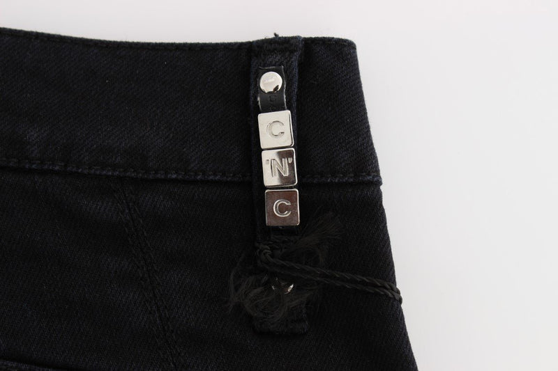 Black Cotton Slim Fit Cropped Jeans