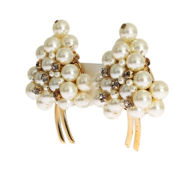 White Pearl Gold Brass ClipOn Earring