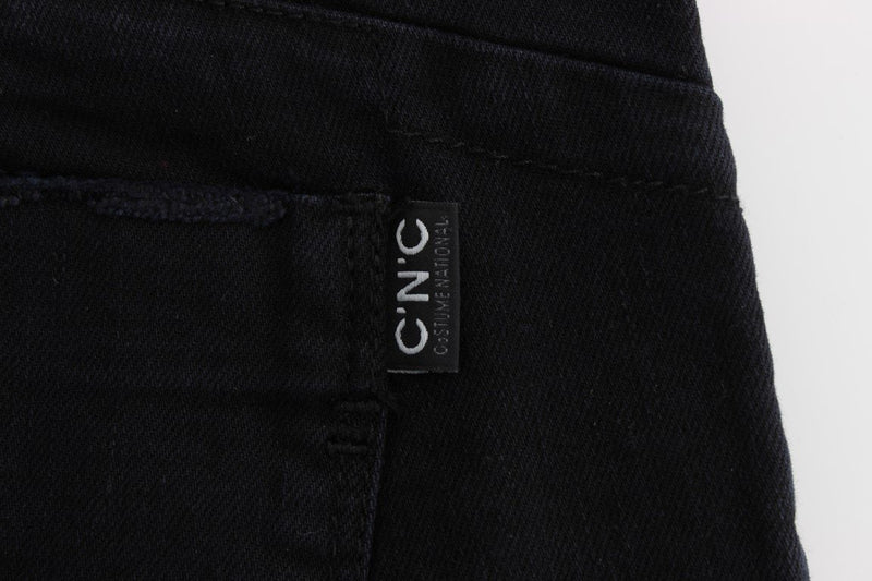 Black Cotton Slim Fit Cropped Jeans