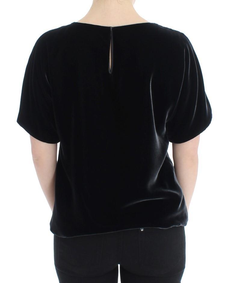 Black velvet shortsleeved blouse