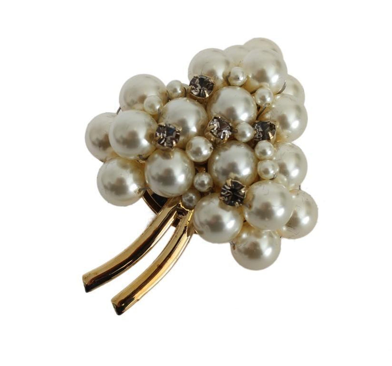 White Pearl Gold Brass ClipOn Earring