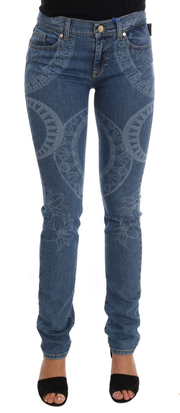 Blue Wash Print Stretch Slim Fit Jeans