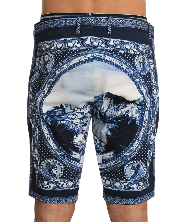 Blue White Taormina Print Shorts