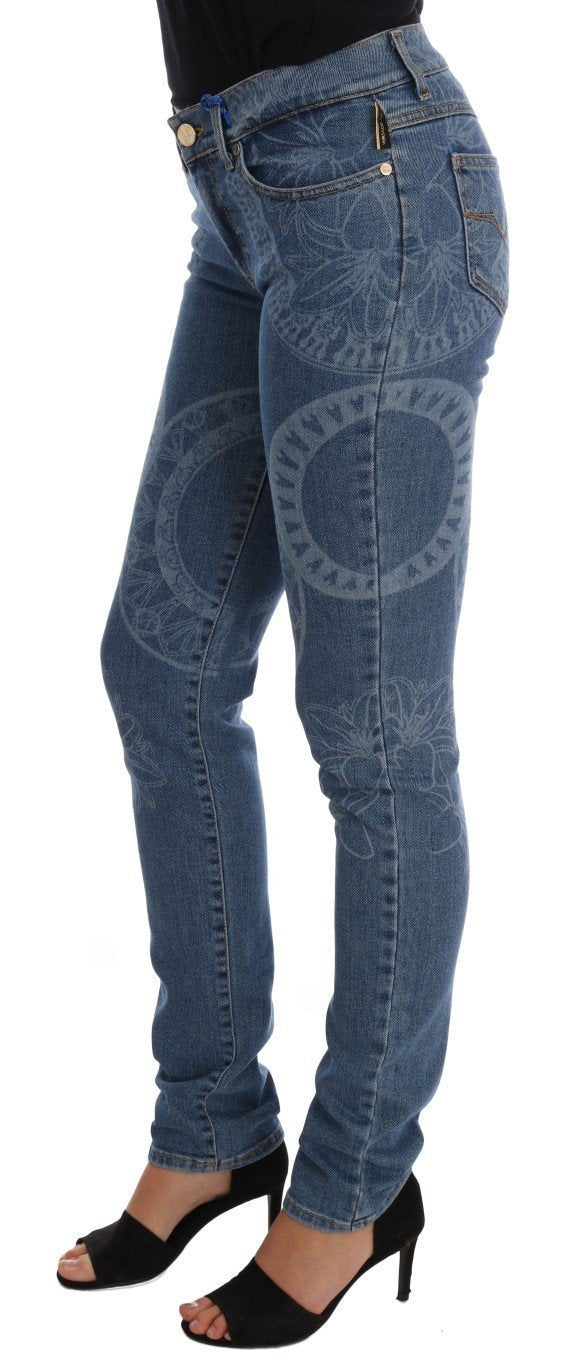 Blue Wash Print Stretch Slim Fit Jeans