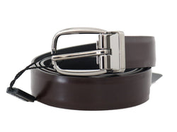 Brown Leather SARTORIA Silver Buckle Belt
