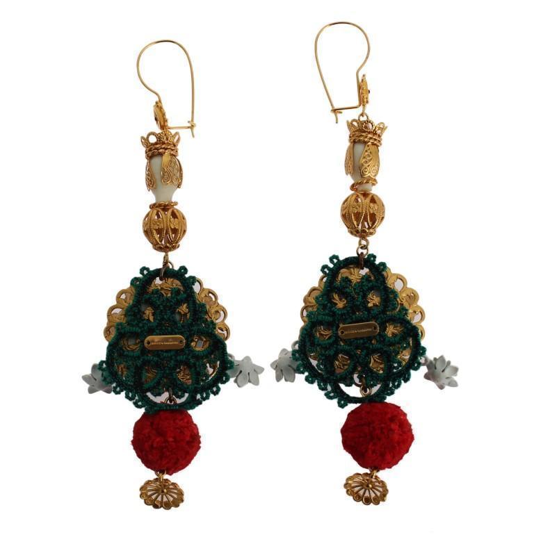 Crystal Gold Floral Pupi Doll Dangling Hook Earring