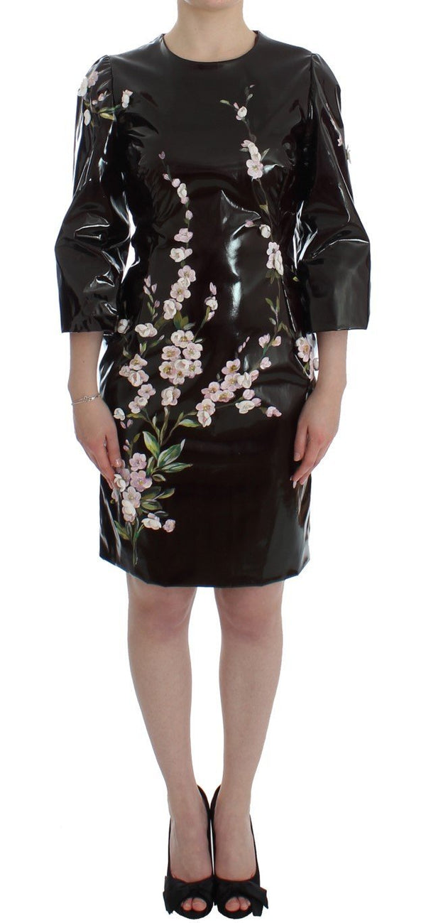 Black floral 3/4 Sleeve sheath dress