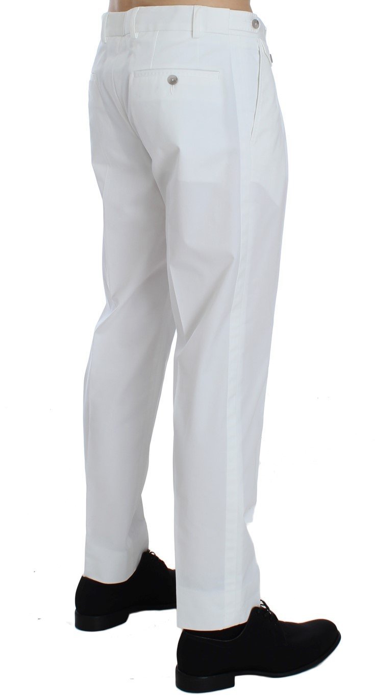White Cotton Stretch Chinos Pants