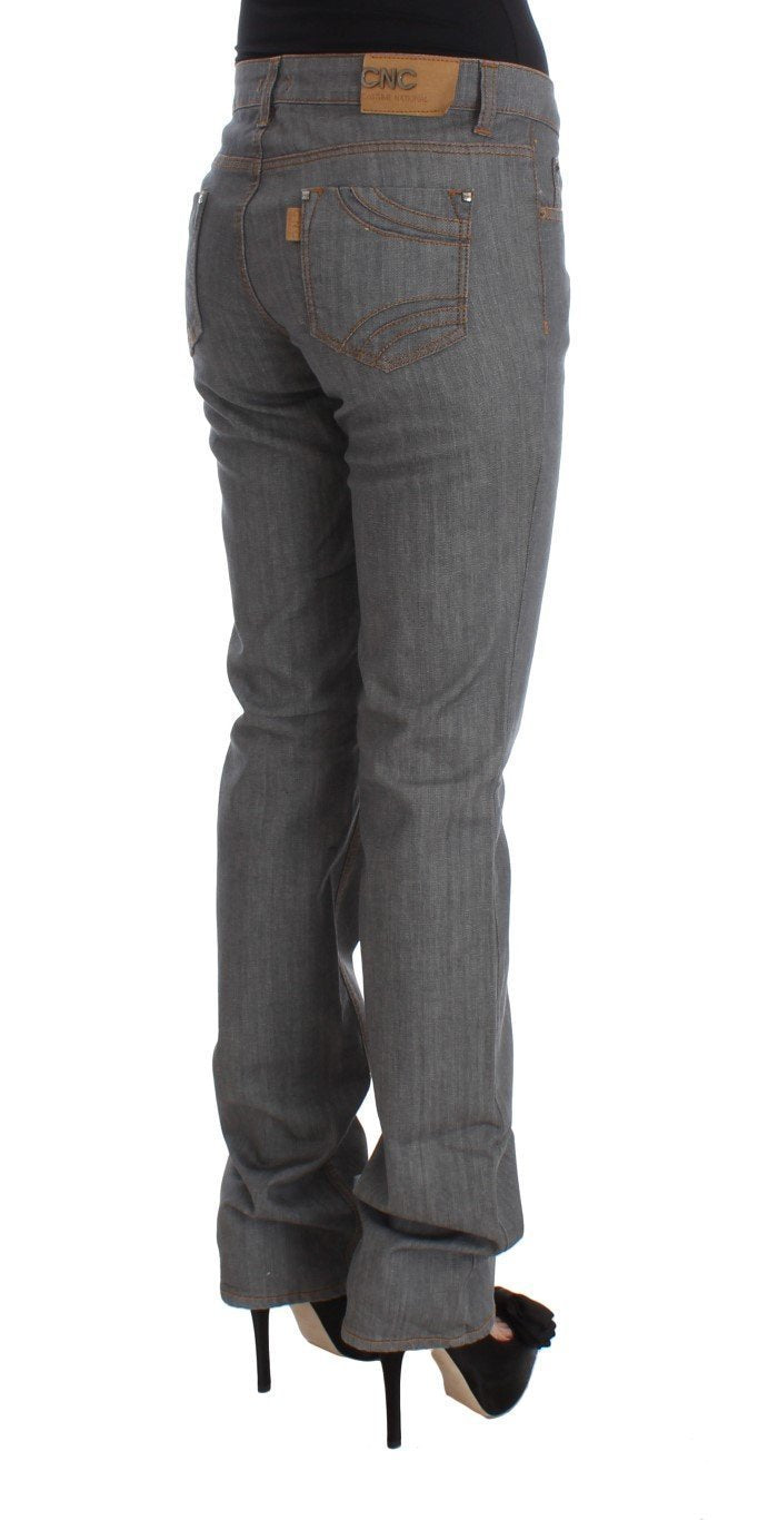 Gray Cotton Regular Fit Denim Jeans