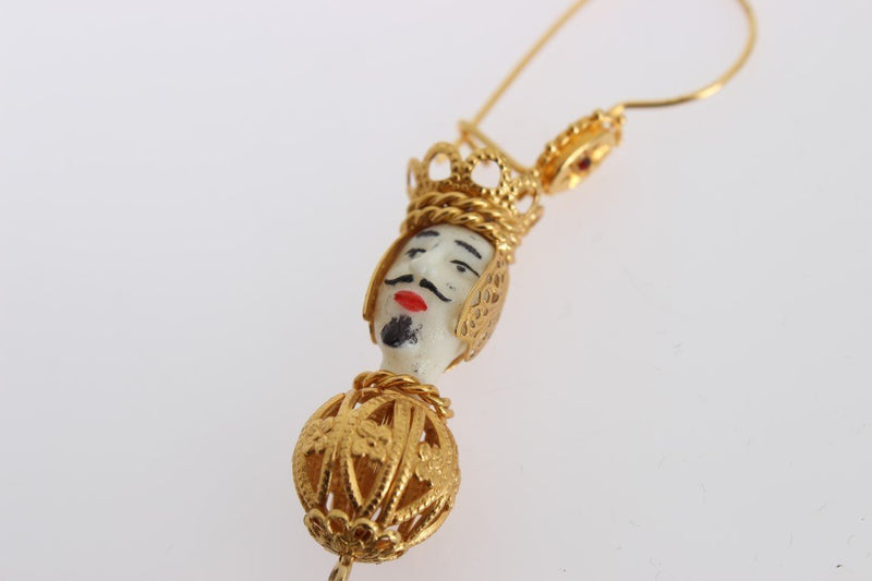 Crystal Gold Floral Pupi Doll Dangling Hook Earring