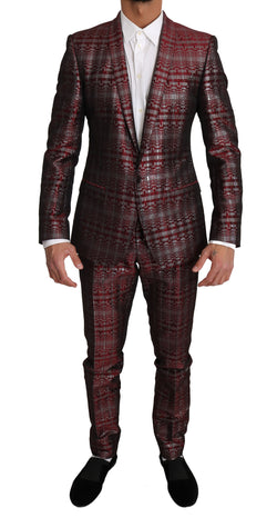 Bordeaux GOLD Shiny 2 Piece Slim Suit