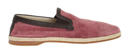 Pink Leather Breathable Holes Loafers
