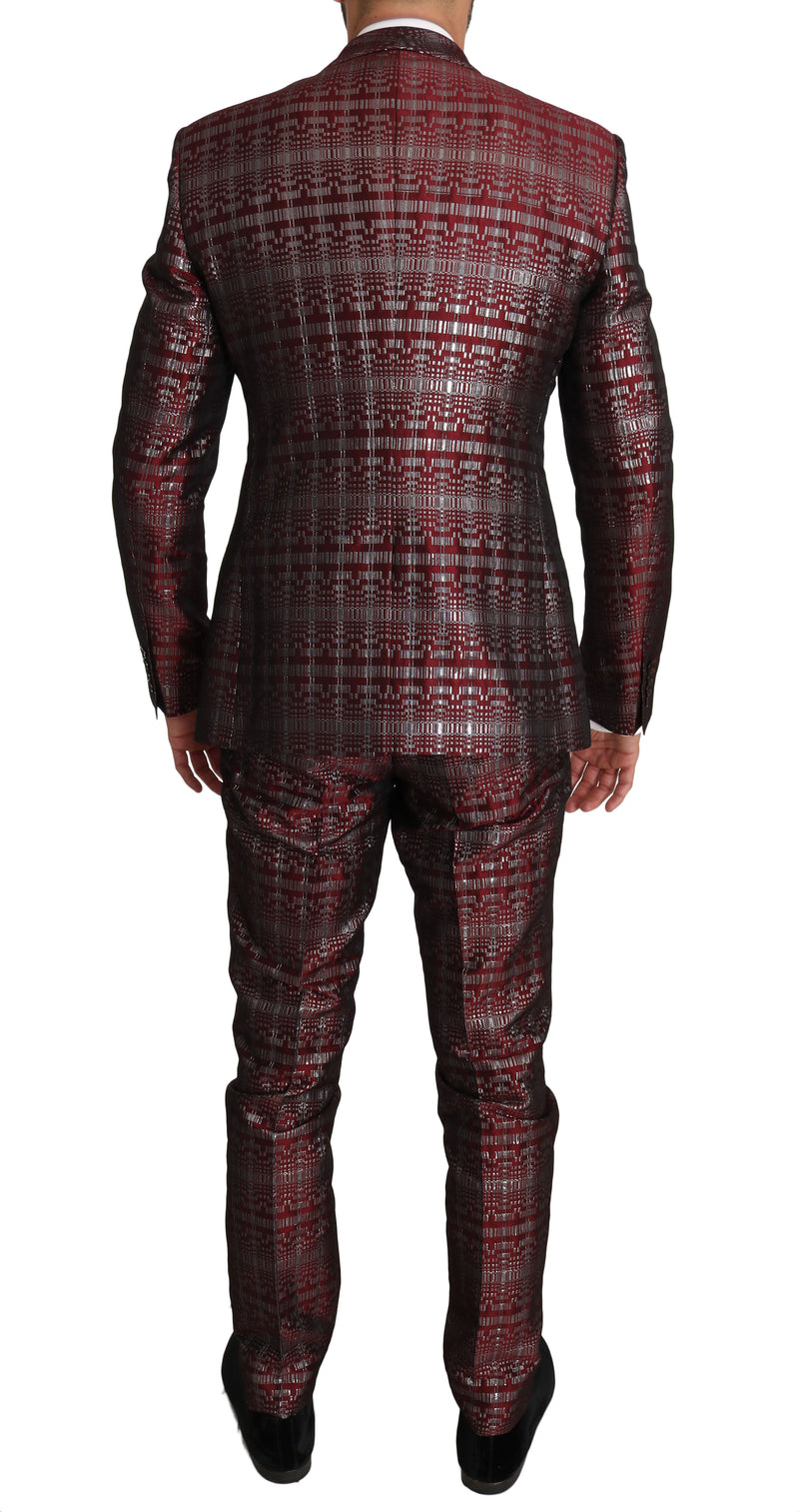 Bordeaux GOLD Shiny 2 Piece Slim Suit