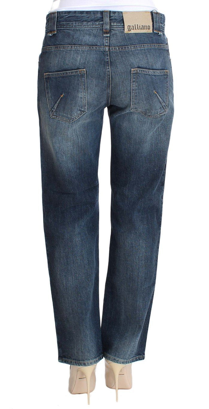 Blue Wash Relaxed Fit Cotton Stretch Denim Jeans