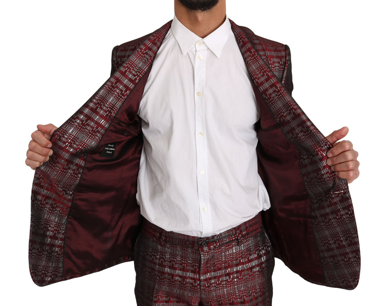 Bordeaux GOLD Shiny 2 Piece Slim Suit