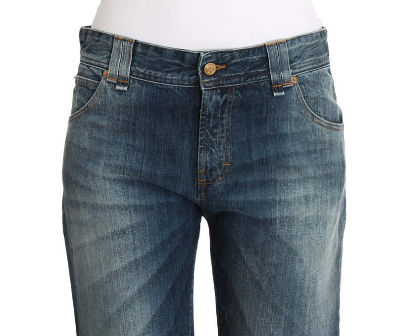 Blue Wash Relaxed Fit Cotton Stretch Denim Jeans