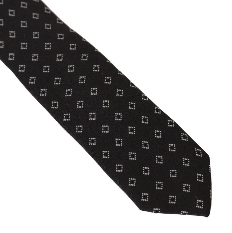 White Silk Rhombus Print Slim Tie