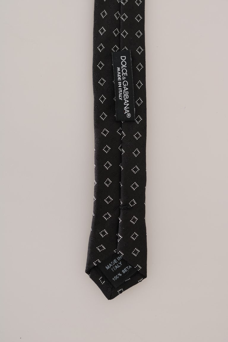 White Silk Rhombus Print Slim Tie