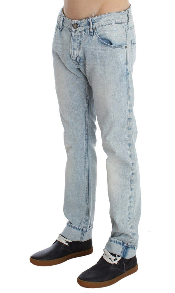 Light Blue Wash Cotton Straight Fit Jeans