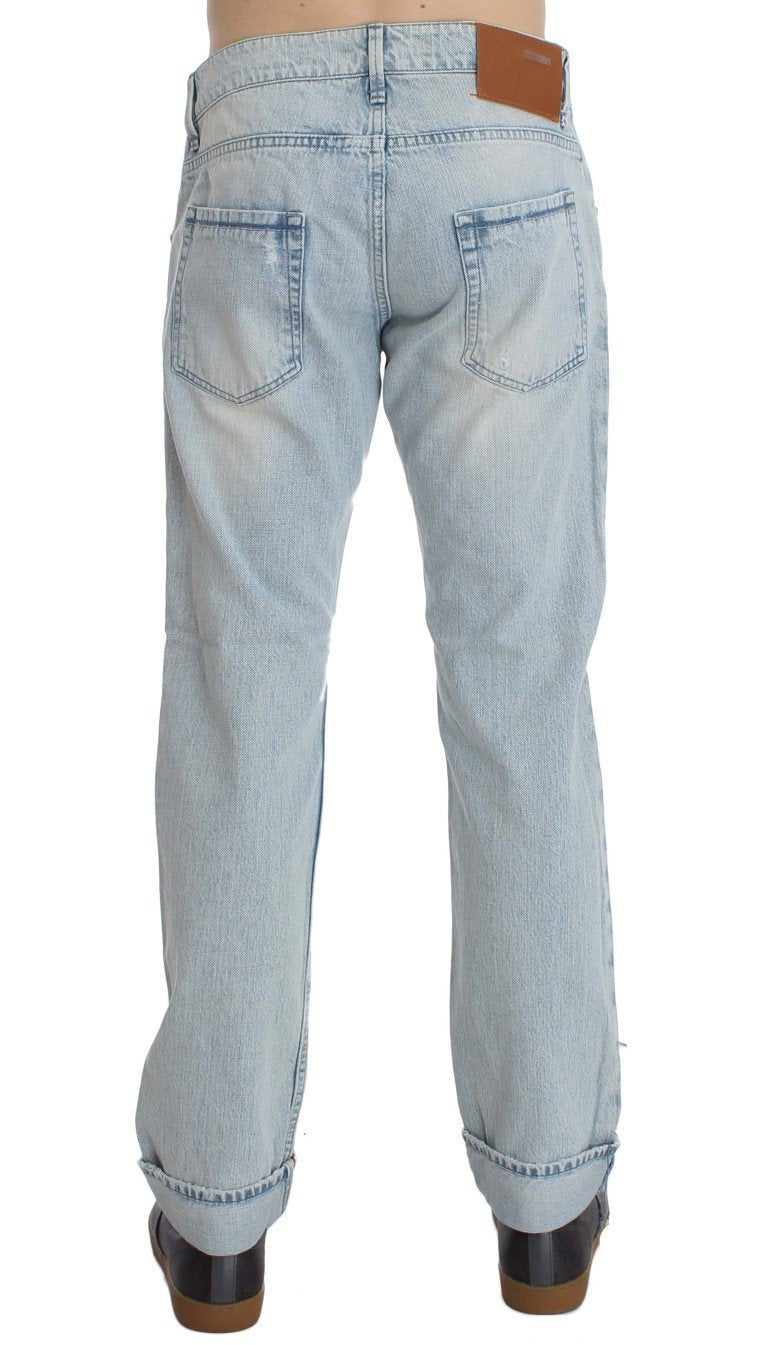 Light Blue Wash Cotton Straight Fit Jeans