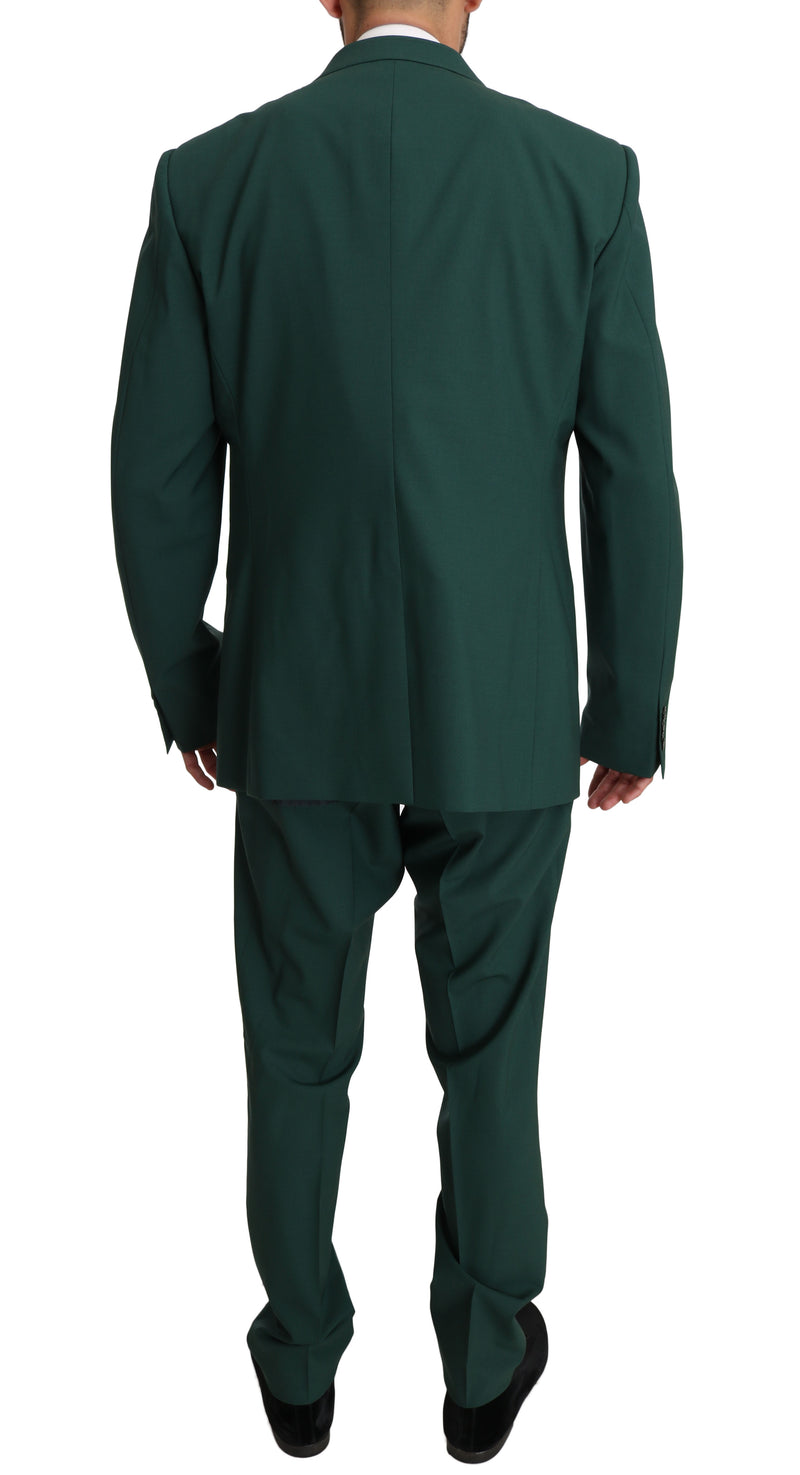 Green Wool 3 Piece Stretch Suit