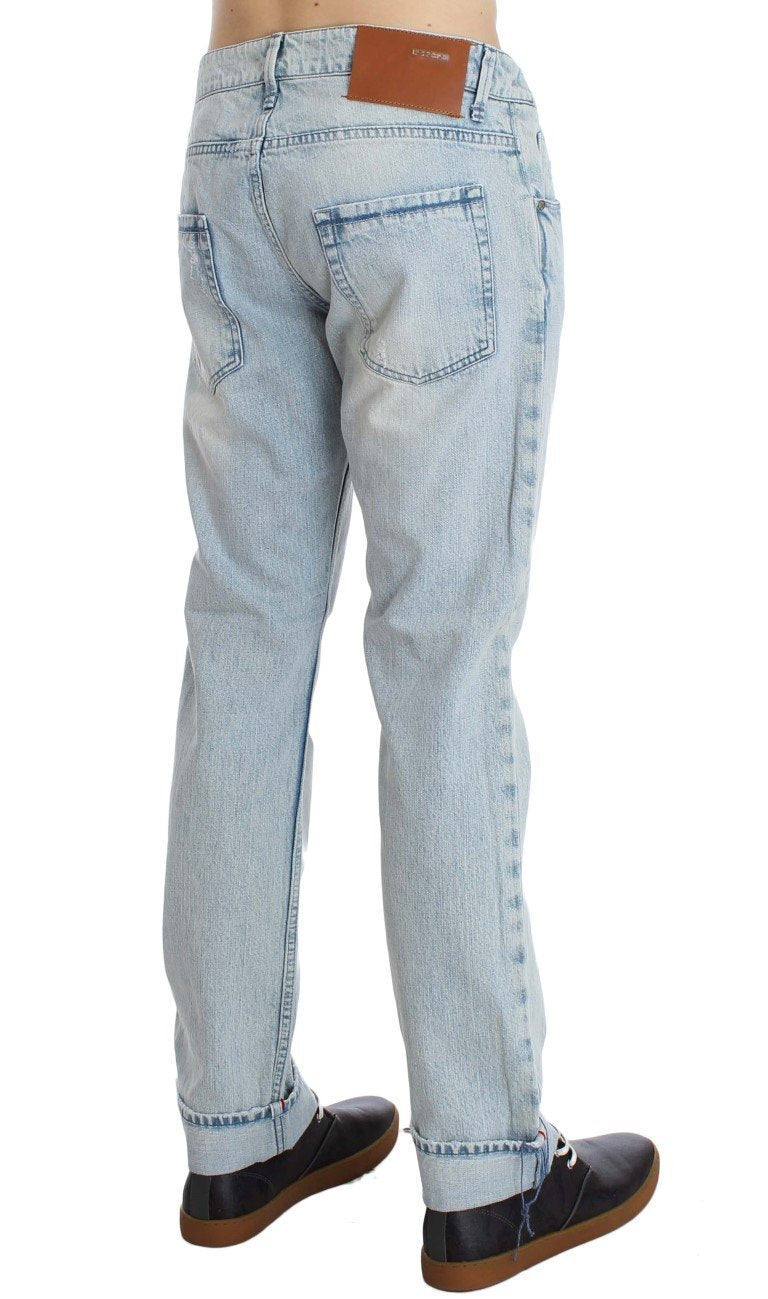 Light Blue Wash Cotton Straight Fit Jeans