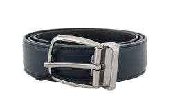 Blue Leather Silver Buckle Belt