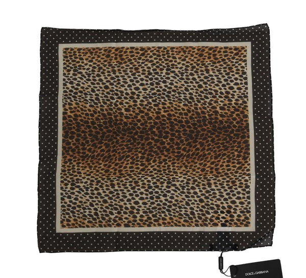 Brown Leopard Print Cotton Square Scarf