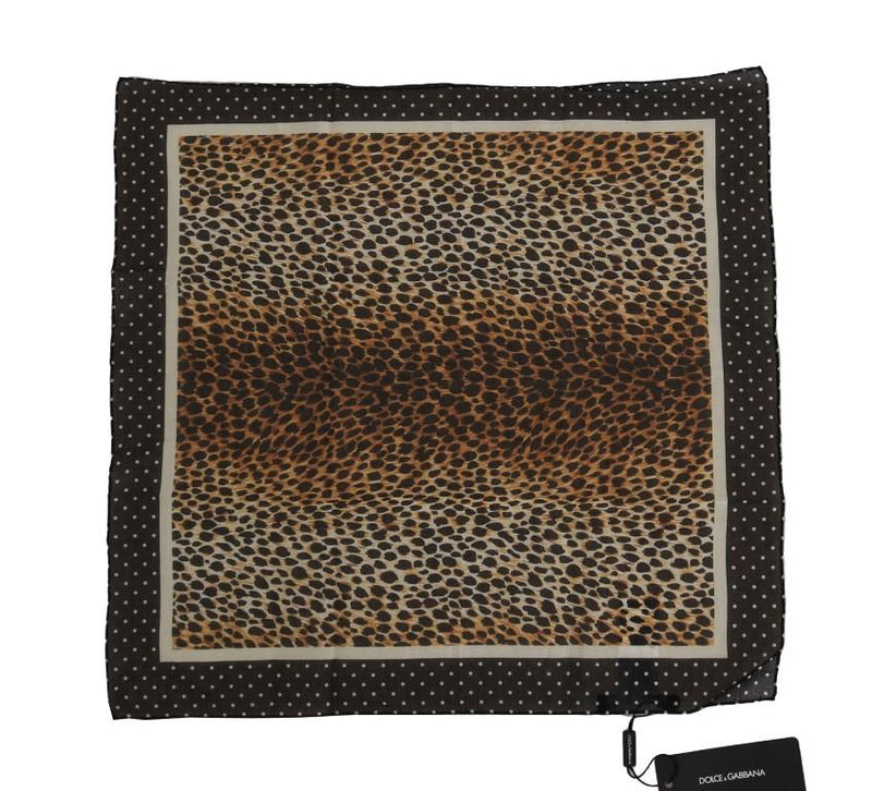 Brown Leopard Print Cotton Square Scarf