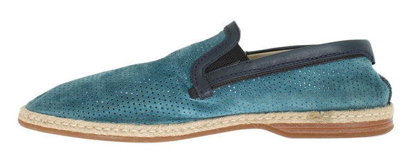 Blue Green Leather Breathable Loafers