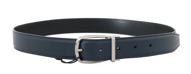 Blue Leather Silver Buckle Belt