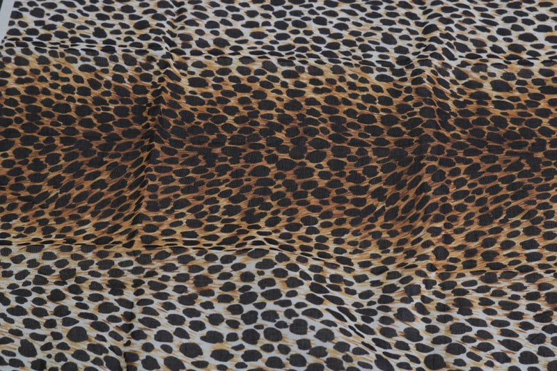 Brown Leopard Print Cotton Square Scarf
