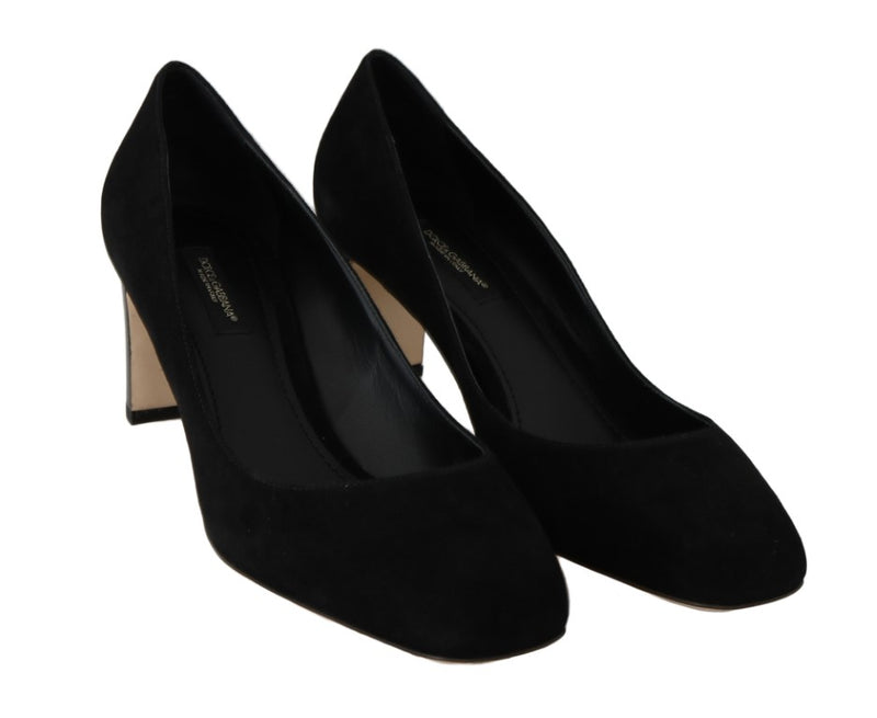 Black Suede Crystals Pumps Heels