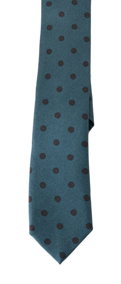 Aquamarine Silk Polka Dot Print Slim Tie