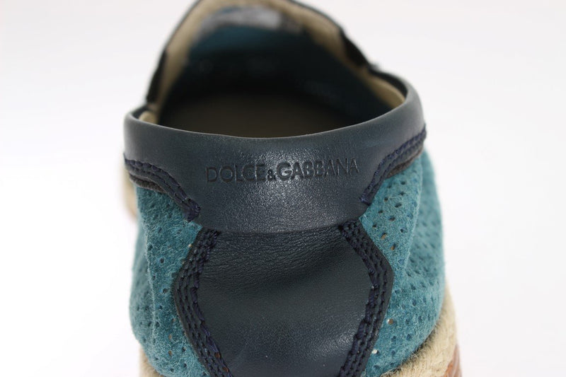 Blue Green Leather Breathable Loafers