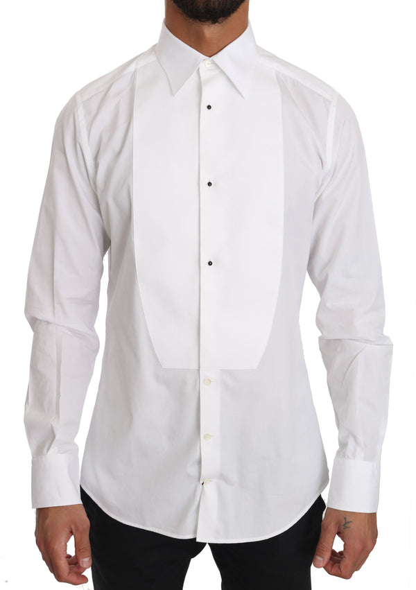 White Cotton GOLD Tuxedo Shirt