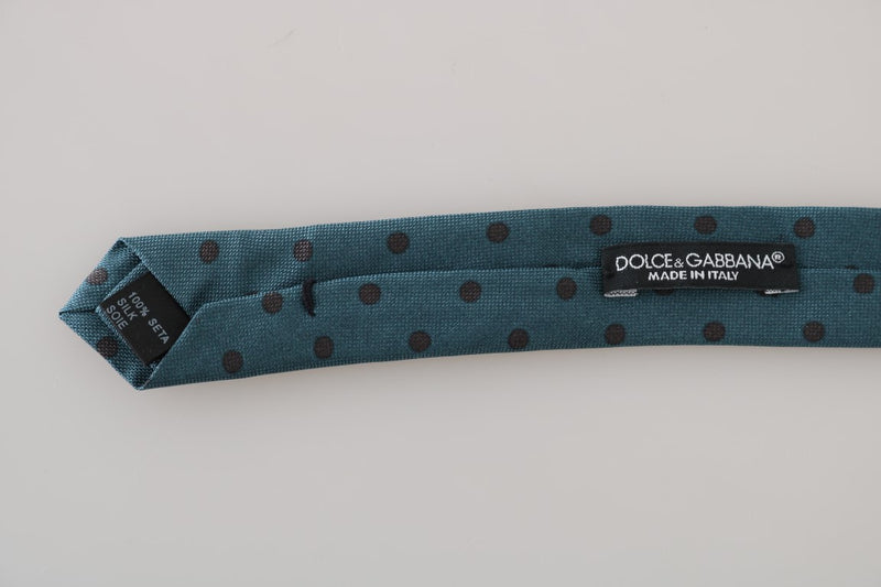 Aquamarine Silk Polka Dot Print Slim Tie