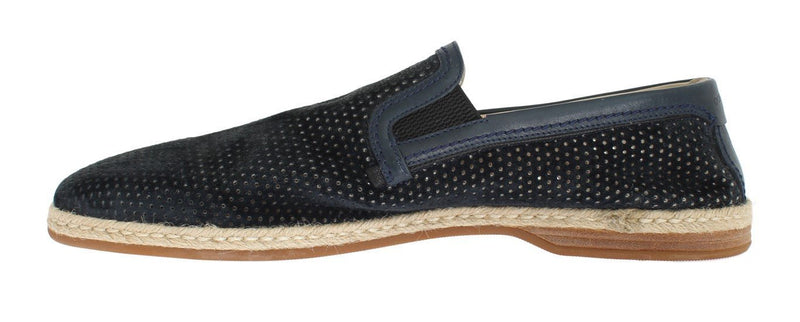 Dark Blue Leather Breathable Loafers