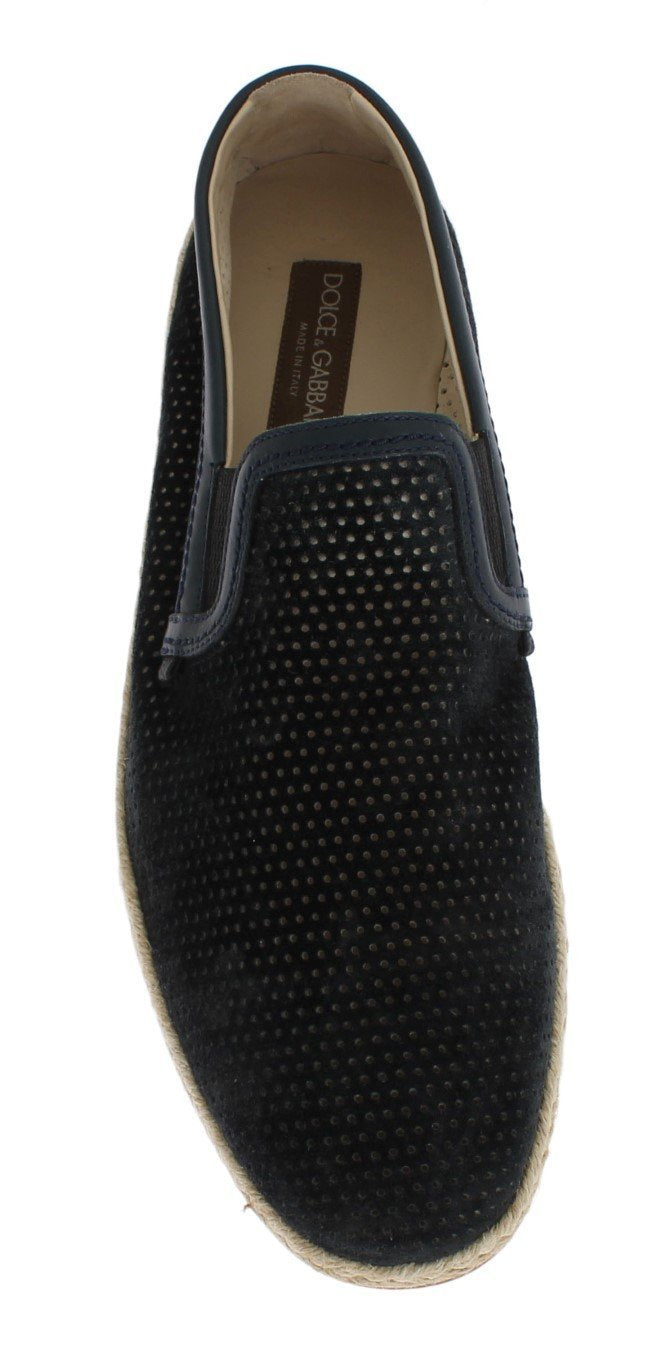 Dark Blue Leather Breathable Loafers