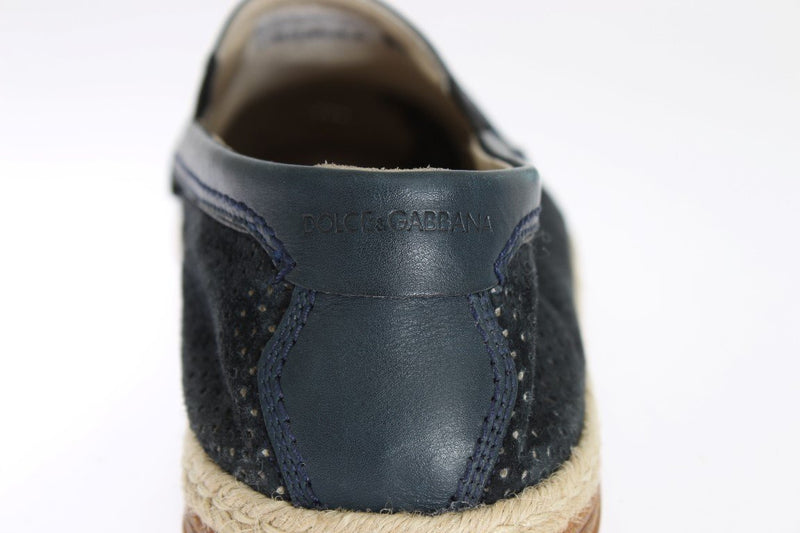 Dark Blue Leather Breathable Loafers