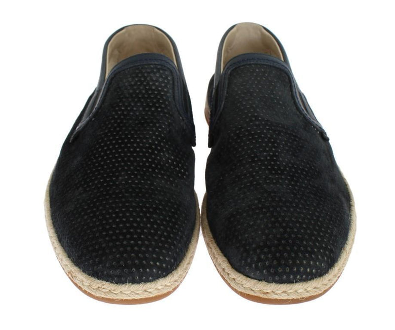Dark Blue Leather Breathable Loafers