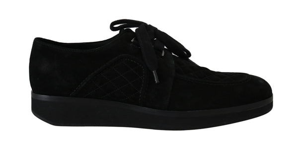 Black Leather Casual Laceup Derby Shoes