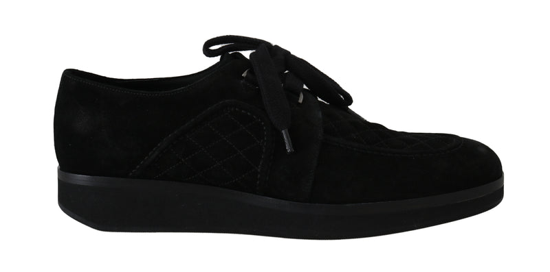 Black Leather Casual Laceup Derby Shoes