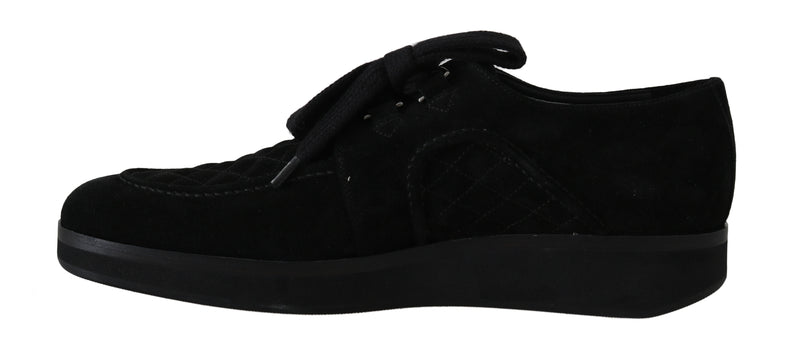 Black Leather Casual Laceup Derby Shoes